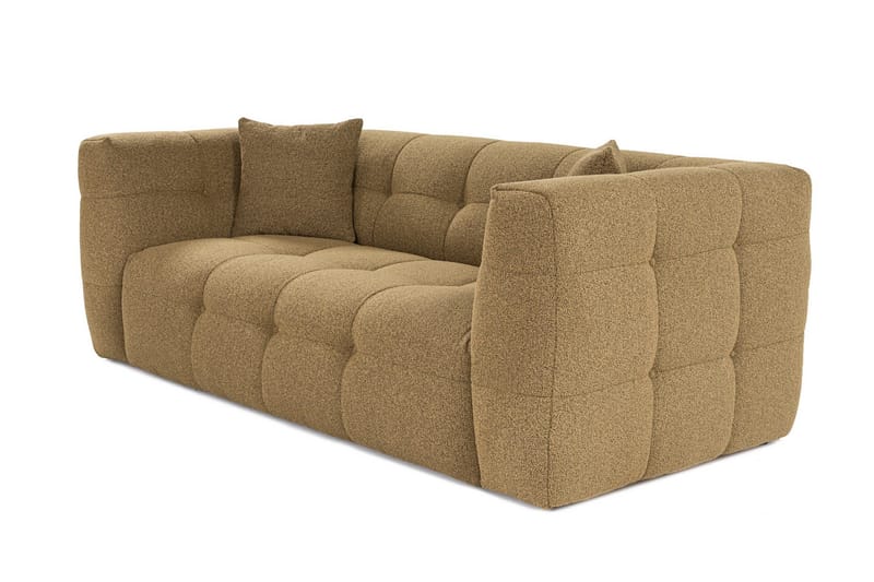 Octavian 2-seter Sofa med Knappet Kubisk i Bouclé - Brun - Møbler - Sofaer - 2 seter sofa