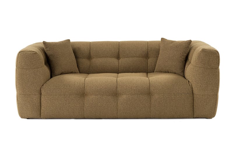 Octavian 2-seter Sofa med Knappet Kubisk i Bouclé - Brun - Møbler - Sofaer - 2 seter sofa