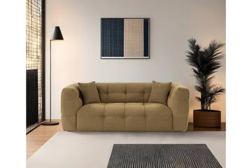 Octavian 2-seter Sofa med Knappet Kubisk i Bouclé - Brun - Møbler - Sofaer - 2 seter sofa