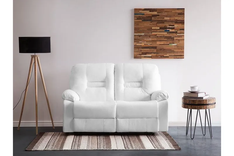 Rovik 2-seter Dyp Reclinersofa 146 cm i Kunstlær - Hvit - Møbler - Sofaer - 2 seter sofa