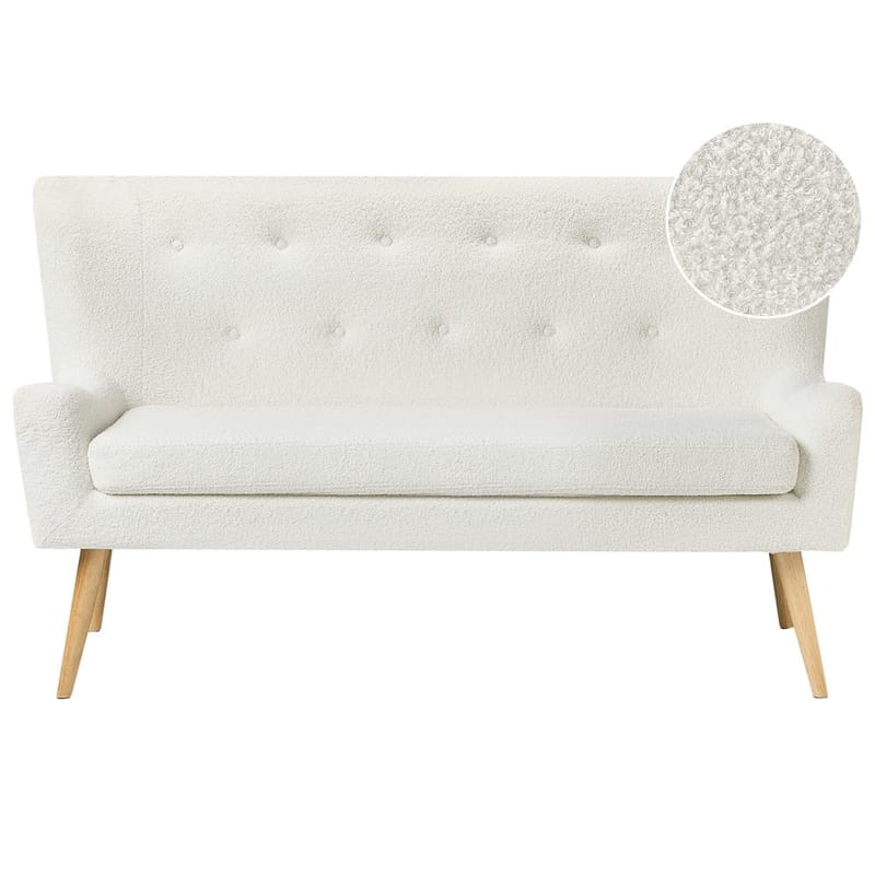 2-seters sofa Skibby, Hvit, lyst tre