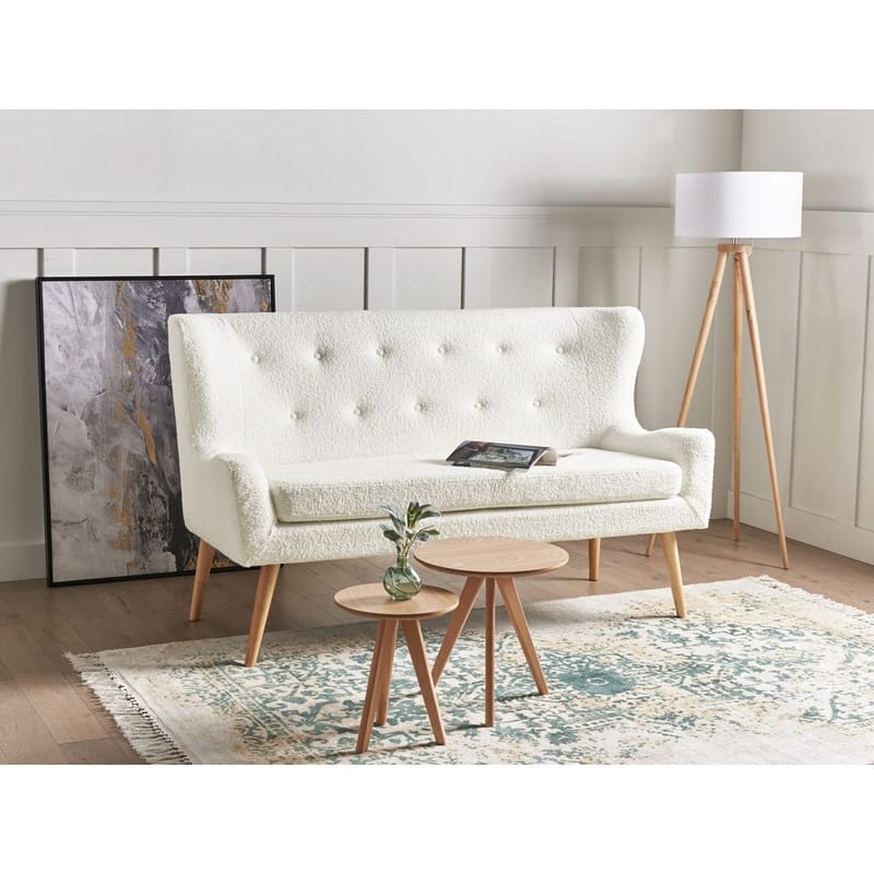 2-seters sofa Skibby - Hvit, lyst tre - Oppbevaring - Oppbevaring til småting - Oppbevaringsstativ - Kassestativ