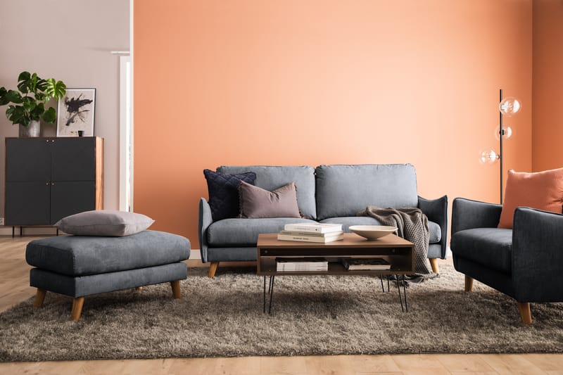 Trend Lyx 2-seter Sofa - Mørkegrå/Eik - 2 seter sofa