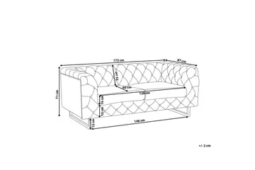 Vissland 2-seter Tuftet Sofa i Stoff med Metallben - Grå - Møbler - Sofaer - 2 seter sofa