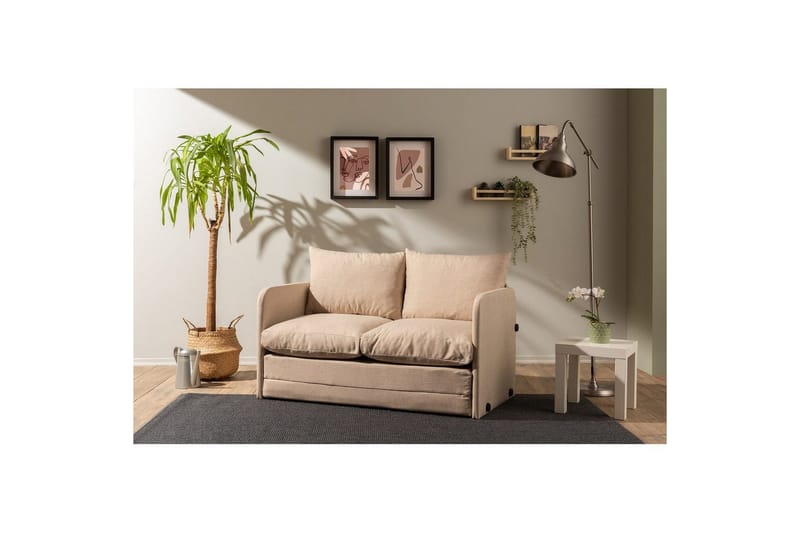 2-seters sovesofa Rubby (128 x 70 x 66 cm) Beige - Beige - Møbler - Sofaer - Sovesofaer