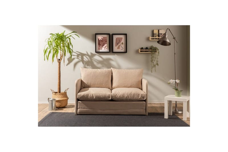 2-seters sovesofa Rubby (128 x 70 x 66 cm) Beige - Beige - Møbler - Sofaer - Sovesofaer