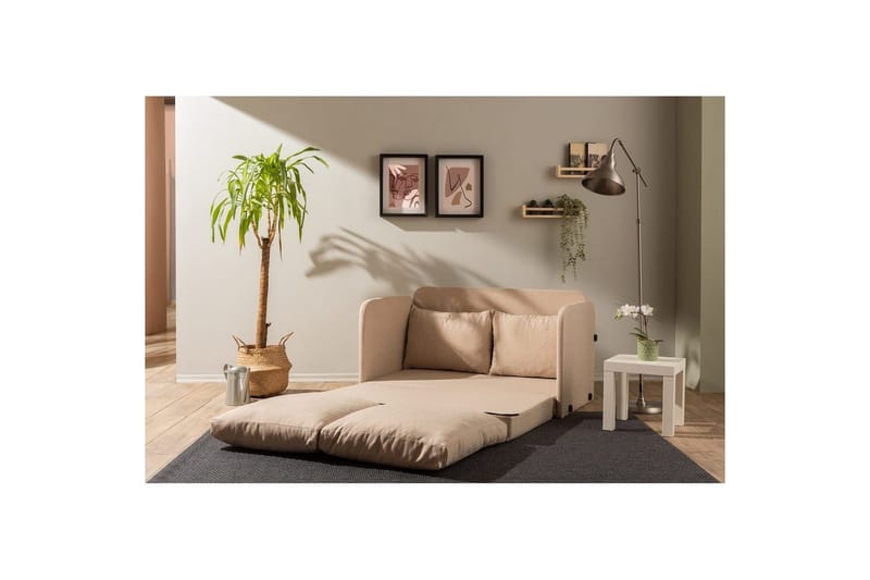 2-seters sovesofa Rubby (128 x 70 x 66 cm) Beige - Beige - Møbler - Sofaer - Sovesofaer