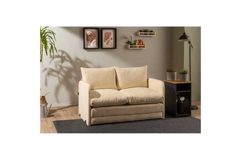 2-seters sovesofa Rubby (128 x 70 x 66 cm) Krem - Krem - Møbler - Sofaer - Sovesofaer