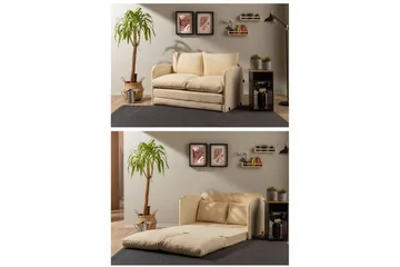 2-seters sovesofa Rubby (128 x 70 x 66 cm) Krem - Krem - Møbler - Sofaer - Sovesofaer
