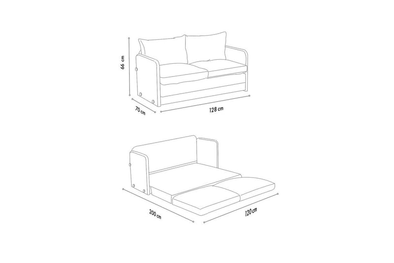 2-seters sovesofa Rubby (128 x 70 x 66 cm) Krem - Krem - Møbler - Sofaer - Sovesofaer