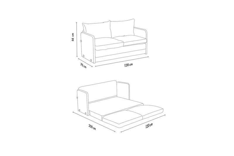2-seters sovesofa Rubby (128 x 70 x 66 cm) Krem - Krem - Møbler - Sofaer - Sovesofaer