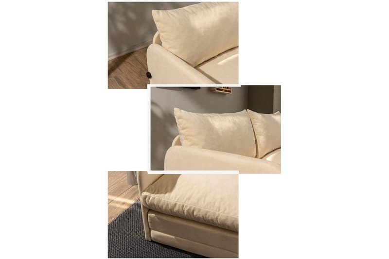 2-seters sovesofa Rubby (128 x 70 x 66 cm) Krem - Krem - Møbler - Sofaer - Sovesofaer
