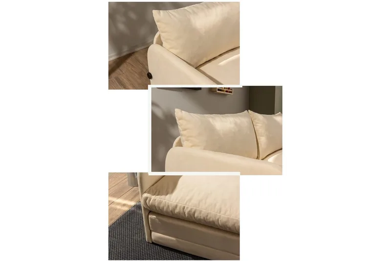 2-seters sovesofa Rubby (128 x 70 x 66 cm) Krem - Krem - Møbler - Sofaer - Sovesofaer