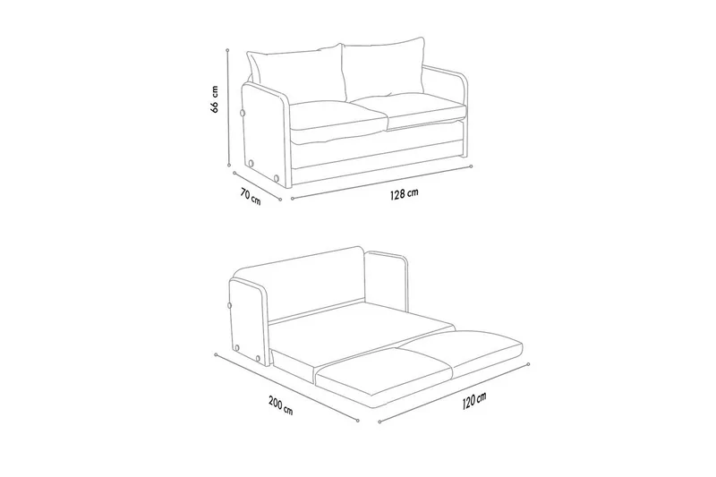 2-seters sovesofa Rubby (128 x 70 x 66 cm) Mørk grå - Mørk grå - Møbler - Sofaer - Sovesofaer