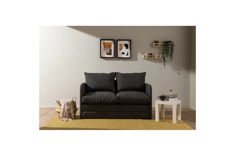 2-seters sovesofa Rubby (128 x 70 x 66 cm) M ørk grå - Mørk grå - Møbler - Sofaer - Sovesofaer