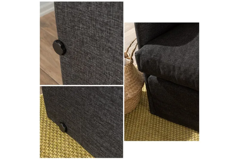 2-seters sovesofa Rubby (128 x 70 x 66 cm) Mørk grå - Mørk grå - Møbler - Sofaer - Sovesofaer