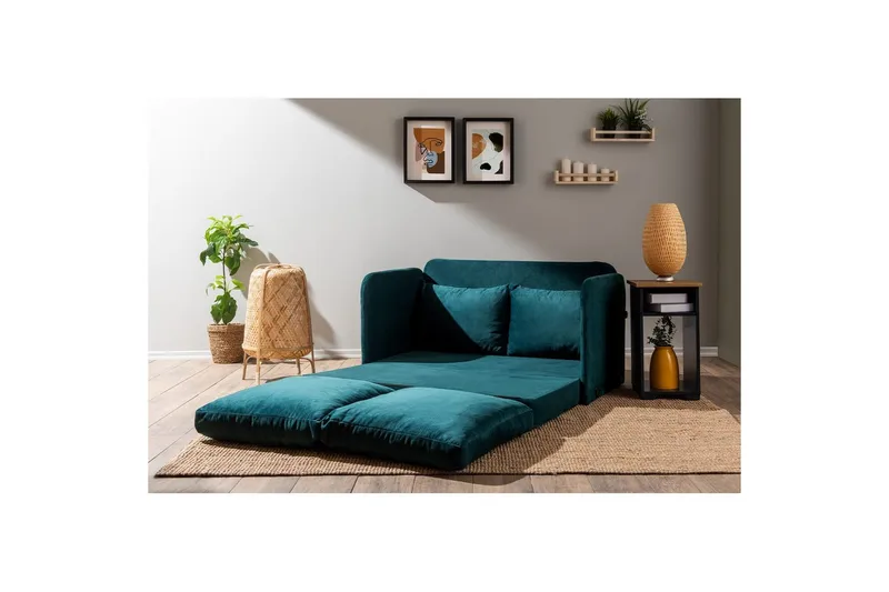 2-seters sovesofa Rubby (128 x 70 x 66 cm) Petrolgrønn - Petrolgrønn - Møbler - Sofaer - Sovesofaer