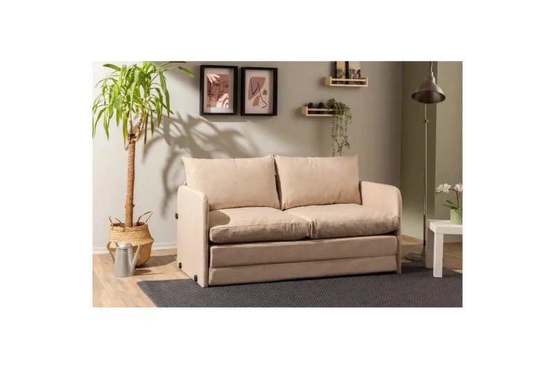 2-seters sovesofa Rubby (148 x 70 x 66 cm) Beige - Beige - Møbler - Sofaer - Sovesofaer