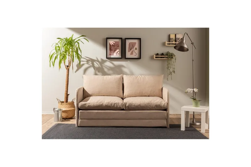 2-seters sovesofa Rubby (148 x 70 x 66 cm) Beige - Beige - Møbler - Sofaer - Sovesofaer