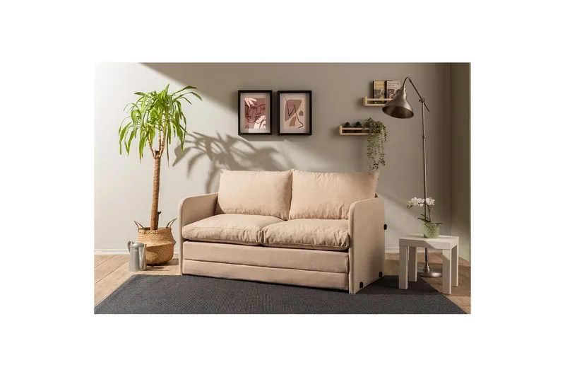 2-seters sovesofa Rubby (148 x 70 x 66 cm) Beige - Beige - Møbler - Sofaer - Sovesofaer