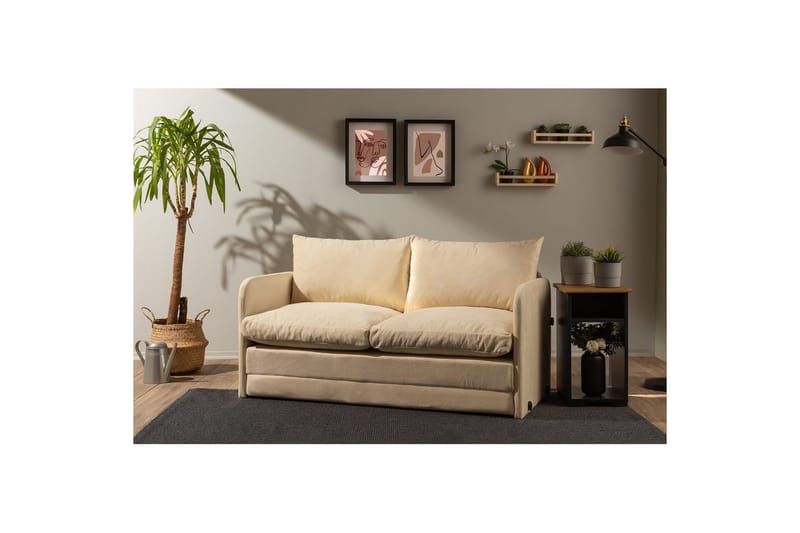 2-seters sovesofa Rubby (148 x 70 x 66 cm) Krem - Krem - Møbler - Sofaer - Sovesofaer