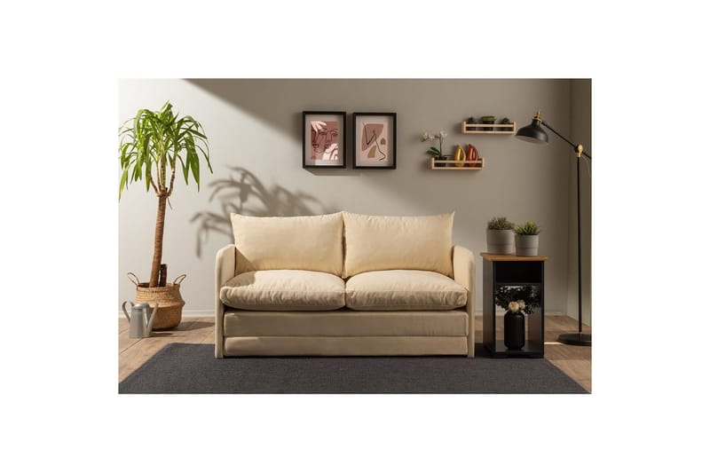 2-seters sovesofa Rubby (148 x 70 x 66 cm) Krem - Krem - Møbler - Sofaer - Sovesofaer