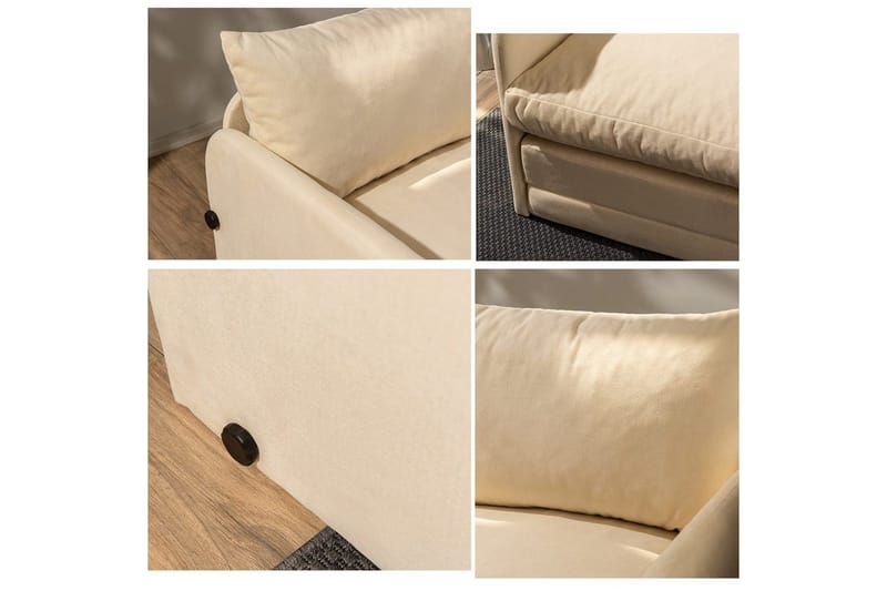 2-seters sovesofa Rubby (148 x 70 x 66 cm) Krem - Krem - Møbler - Sofaer - Sovesofaer