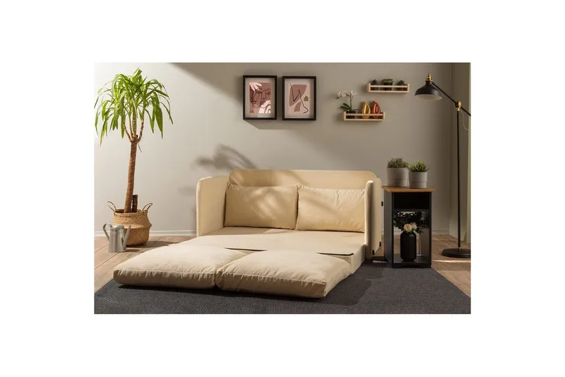 2-seters sovesofa Rubby (148 x 70 x 66 cm) Krem - Krem - Møbler - Sofaer - Sovesofaer