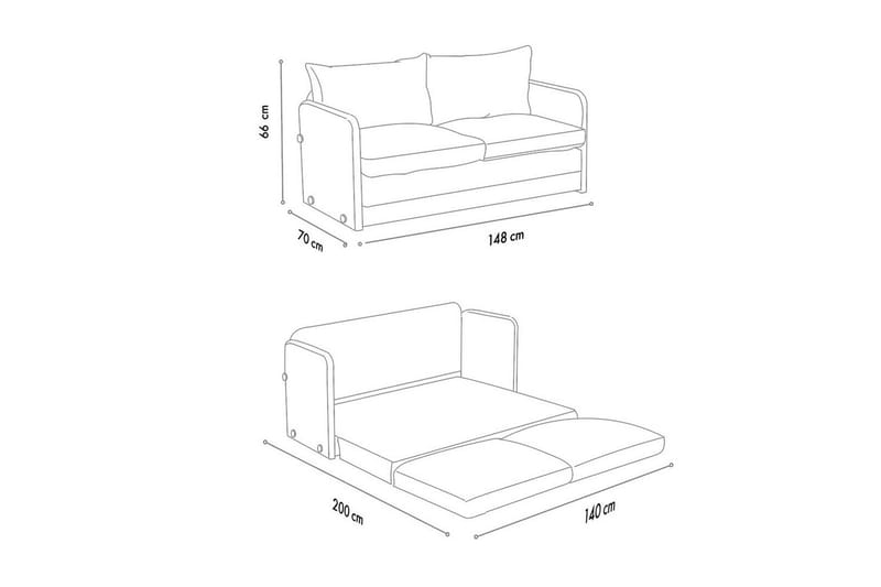 2-seters sovesofa Rubby (148 x 70 x 66 cm) Lys Grå - Lys Grå - Møbler - Sofaer - Sovesofaer