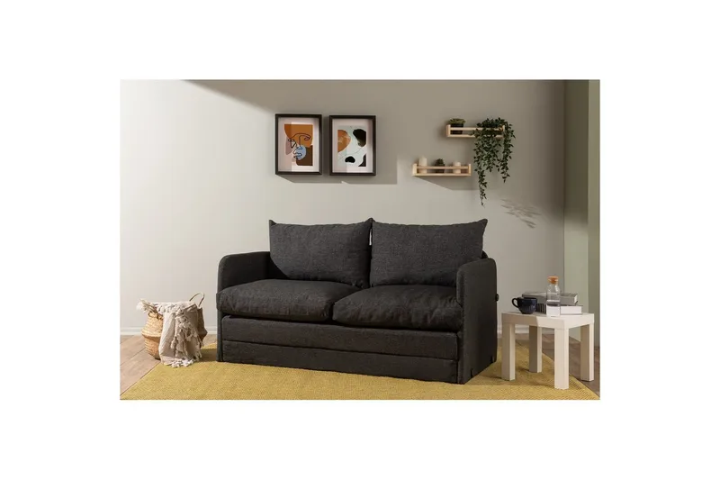2-seters sovesofa Rubby (148 x 70 x 66 cm) Mørk grå - Mørk grå - Møbler - Sofaer - Sovesofaer