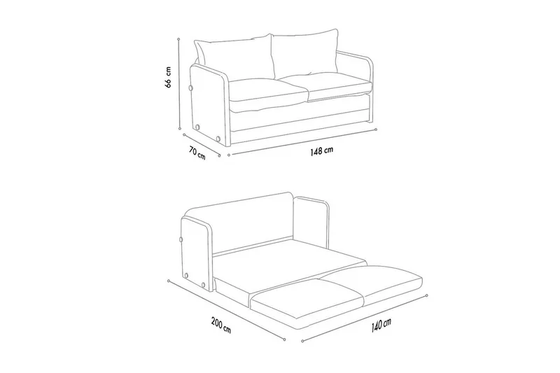 2-seters sovesofa Rubby (148 x 70 x 66 cm) Petrolgrønn - Petrolgrønn - Møbler - Sofaer - Sovesofaer