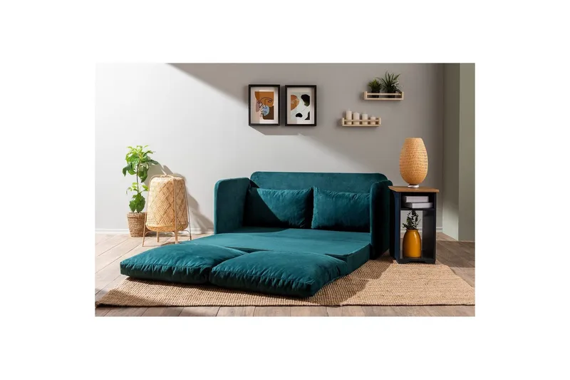 2-seters sovesofa Rubby (148 x 70 x 66 cm) Petrolgrønn - Petrolgrønn - Møbler - Sofaer - Sovesofaer