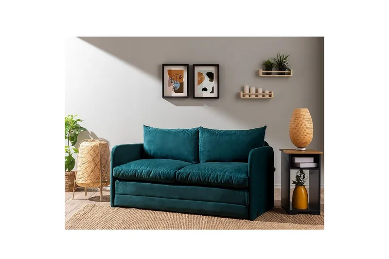 2-seters sovesofa Rubby (148 x 70 x 66 cm) Petrolgrønn - Petrolgrønn - Møbler - Sofaer - Sovesofaer