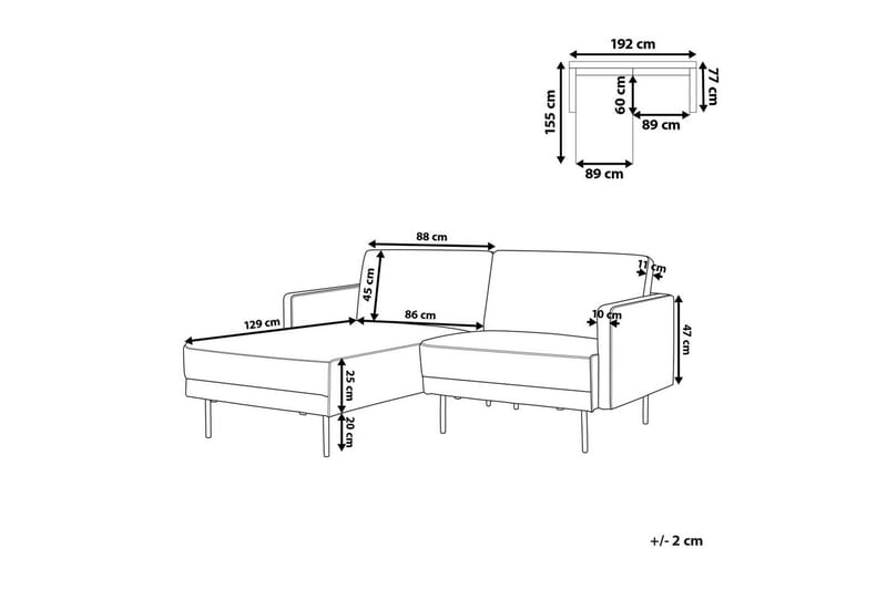 2-sitssoffa Beliani Breda Högervänd NO_BRAND Left-faced - Møbler - Sofaer - Sofa med sjeselong