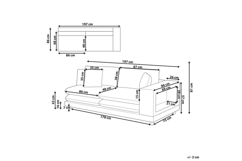 2-sitssoffa Beliani Heden Beige/ljust trä Beige||Light colored wood - Møbler - Sofaer - 2 seter sofa