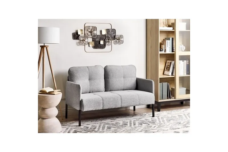 2-sitssoffa Beliani Lahti Beige, svart Light grey||Black - Møbler - Sofaer - 2 seter sofa