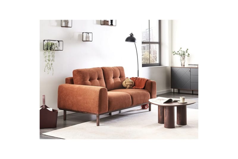 2-sitssoffa Beliani Laurila Beige, mörkt trä Brown||Dark colored wood - Møbler - Sofaer - 2 seter sofa