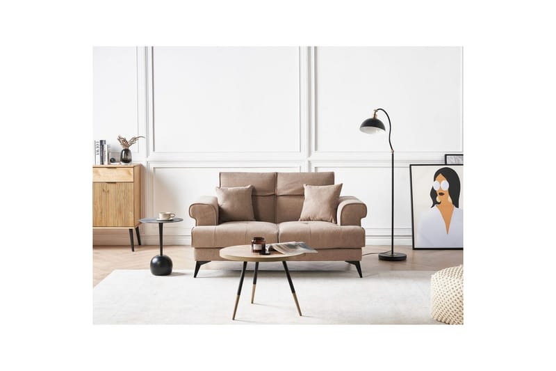 2-sitssoffa Beliani Skive Beige NO_BRAND Brown - Brun - Møbler - Sofaer - 2 seter sofa
