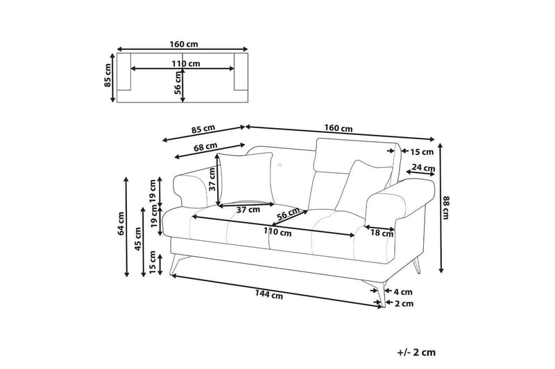 2-sitssoffa Beliani Skive Beige NO_BRAND White||Black - Møbler - Sofaer - 2 seter sofa
