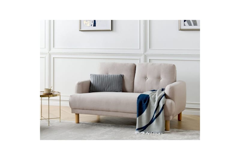 2-sitssoffa Beliani Tuve Beige, ljust trä, Bouclé Beige||Light colored wood VALUE_MISSING_2 - Møbler - Sofaer - 2 seter sofa