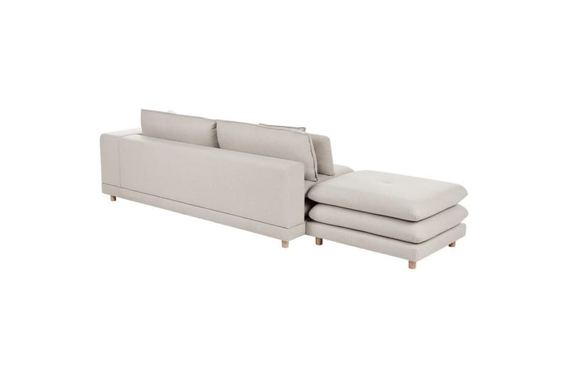 2-sitssoffa med fotpall Beliani Heden Beige/ljust trä Beige||Light colored wood - Møbler - Sofaer - 2 seter sofa