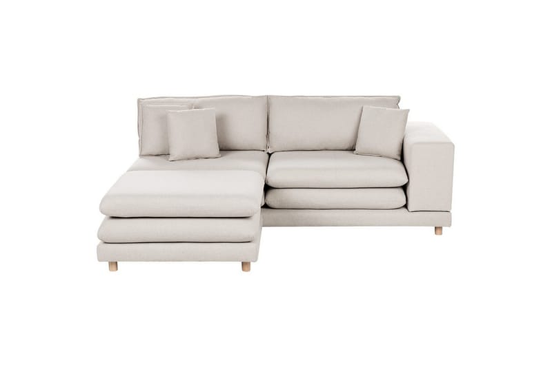 2-sitssoffa med fotpall Beliani Heden Beige/ljust trä Beige||Light colored wood - Møbler - Sofaer - 2 seter sofa