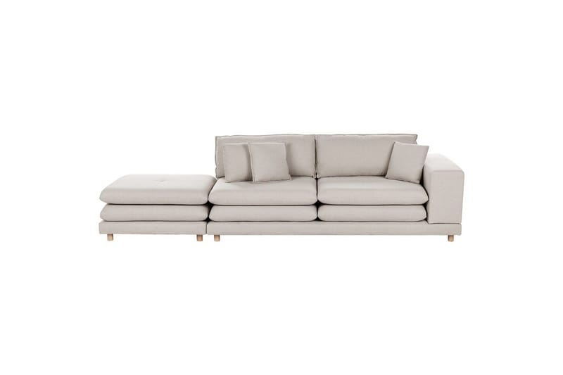 2-sitssoffa med fotpall Beliani Heden Beige/ljust trä Beige||Light colored wood - Møbler - Sofaer - 2 seter sofa