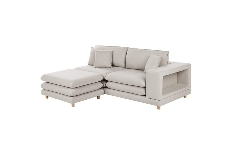 2-sitssoffa med fotpall Beliani Heden Beige/ljust trä Beige||Light colored wood - Møbler - Sofaer - 2 seter sofa
