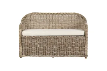 2-sitssoffa med fotpall Beliani Susua Nature||White - Hagemøbler - Utesofa - Hagebenk & hagesofa