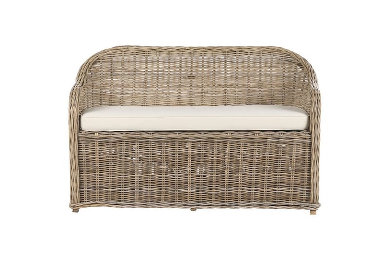 2-sitssoffa med fotpall Beliani Susua Nature||White - Hagemøbler - Utesofa - Hagebenk & hagesofa