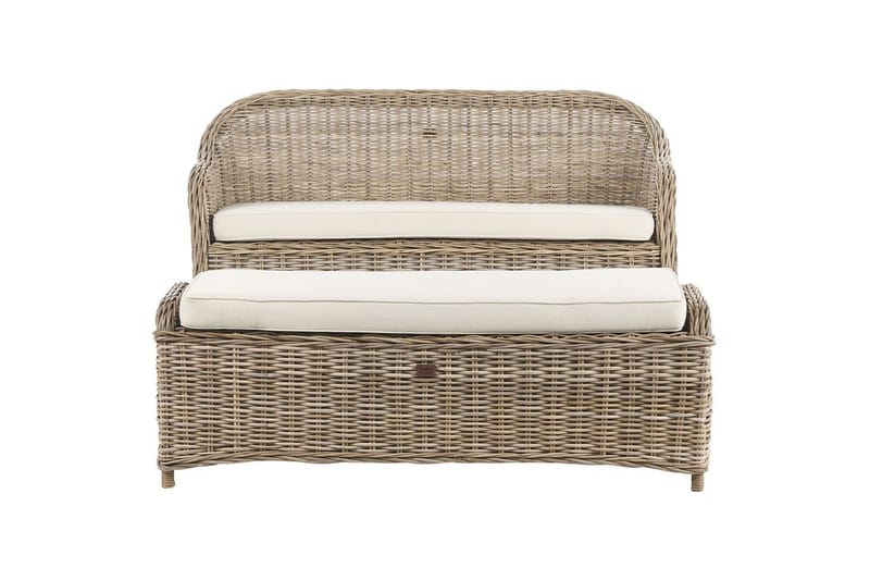 2-sitssoffa med fotpall Beliani Susua Nature||White - Hagemøbler - Utesofa - Hagebenk & hagesofa