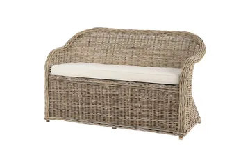 2-sitssoffa med fotpall Beliani Susua Nature||White - Hagemøbler - Utesofa - Hagebenk & hagesofa