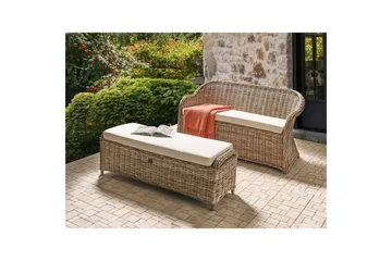 2.5-sitssoffa med fotpall Beliani Susua Nature||Cream white - Møbler - Sofaer - Sofagrupper