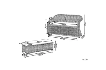 2.5-sitssoffa med fotpall Beliani Susua Nature||Cream white - Møbler - Sofaer - Sofagrupper